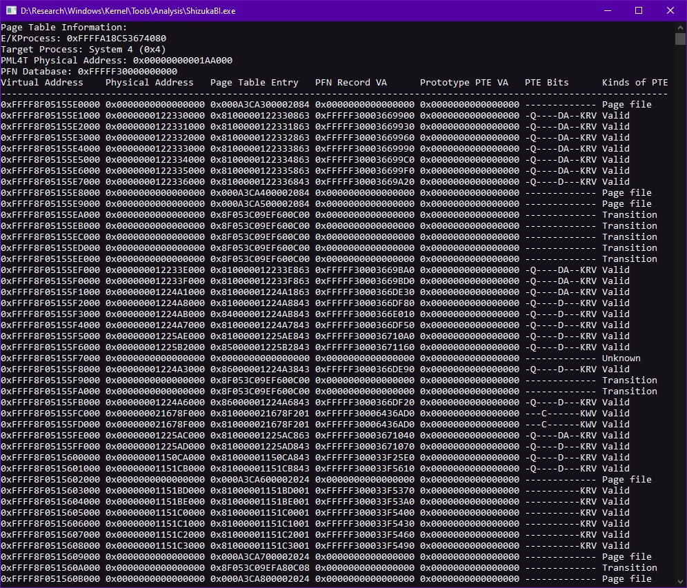 Page table memory manager tool.